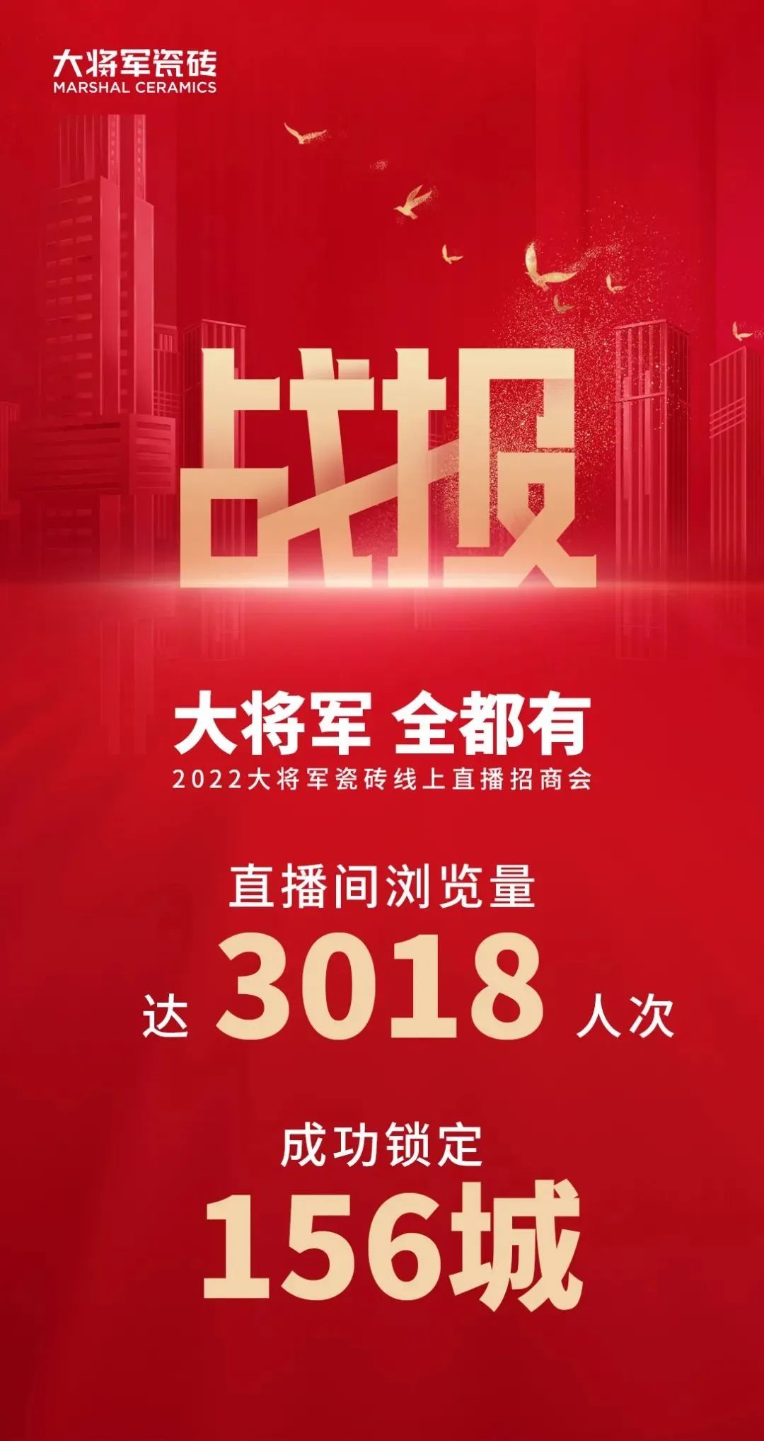 2小時(shí)，156城！大將軍瓷磚2022首場(chǎng)直播招商峰會(huì)圓滿收官！(圖2)